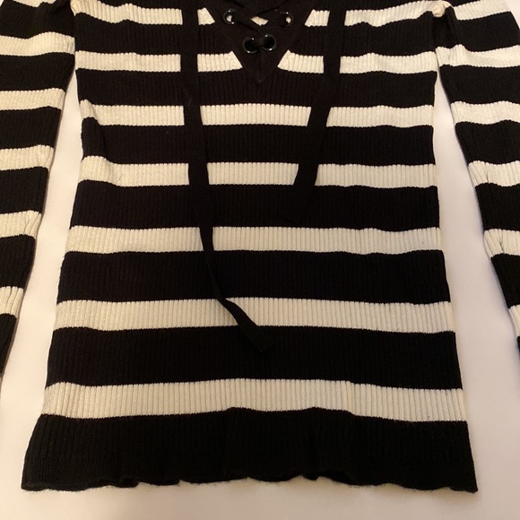 INC International Concepts striped ribbed sweater | Petite - Picture 3 of 7